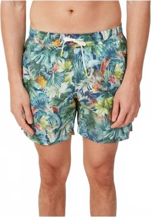 Hartford Mid Length Swim Short In Navy Tropical