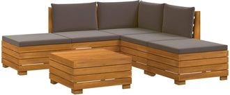 vidaXL 6 Uds. Conjunto De Sof&aacute;s De Exterior Madera De Acacia S&oacute;lida Vidaxl