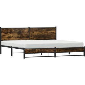 vidaXL Metal Bed Frame without Mattress Smoked Oak 200x200 cm vidaXL