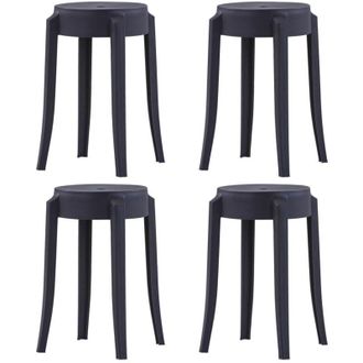 vidaXL Sgabelli Impilabili 4 pz Neri in Plastica - Vidaxl