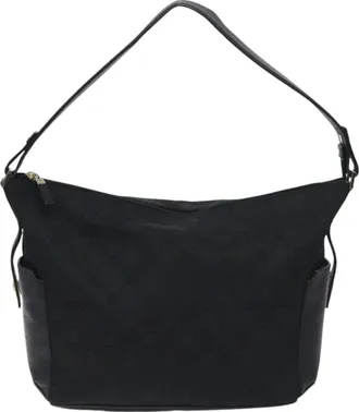 Ferragamo Gancini Black Canvas Shoulder Bag (Pre-Owned)