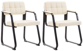 Clp Set de 2 sillas con patas de metal y asiento en Simil cuero Crema