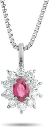 Luxury Bazaar Platinum 0.48ct Diamond and Ruby Pendant Necklace MF27-031626