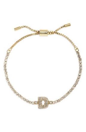 BaubleBar Initial Tennis Slider Bracelet in Gold D at Nordstrom Rack