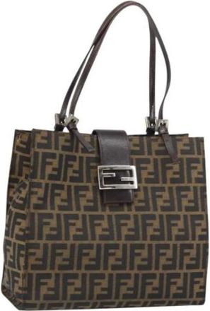 Fendi Pre-owned Tote Bags, female, Brown, Size: ONE SIZE Pre-owned Canvas Tote Bag