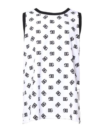 Dolce & Gabbana White Polyester Sleeveless DG Logo Mens T-shirt