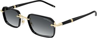 Montblanc Mb 0483S Rechthoekige Zonnebril - unisex - Zonnebrillen - Grijs - 54 MM - Nylon - Accessoires