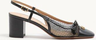Valentino Garavani Valet Du Roi Slingback Pump in Mesh and Kidskin 60MM Woman BLACK 35.5