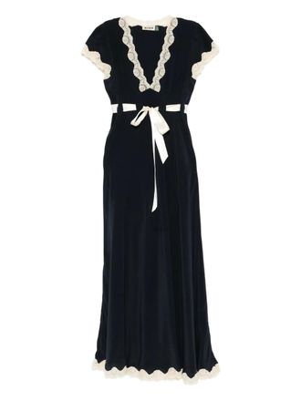 Rixo Marlice lace-detail tie-detail midi dress - Blue