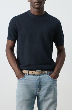 Mango Fine Knit T-Shirt in Navy at Nordstrom, Size Medium