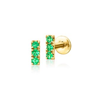 RS Pure by Ross-Simons Emerald Flat-Back Stud Earrings in 14kt Yellow Gold