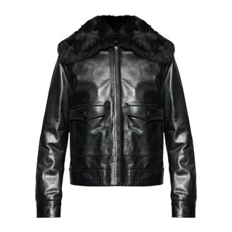 Dolce & Gabbana Leren jas met een kraag van bont - Heren - Leren en Su&egrave;de Jassen - Zwart - XL - Leer - Jassen
