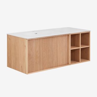 Sklum Conjunto De Mueble De Ba&ntilde;o 120x50 Cm Suspendido En Madera Con Lavabo Integrado Endika Sklum