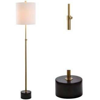 Jonathan Y Designs Crosby 66 Adjustable Height Metal LED Floor Lamp, Brass/Black Marble in Brass Gold/black at Nordstrom