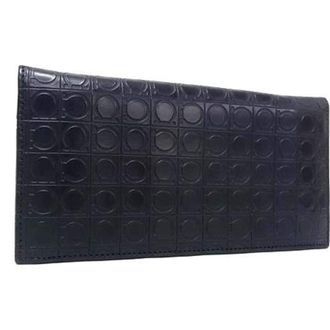 Ferragamo Black Leather Long Wallet (Bi-Fold) (Pre-Owned)