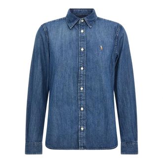 Polo Ralph Lauren Overhemden, Dames, Blauw, XS, Denim, Classic-Fit Denim Overhemd