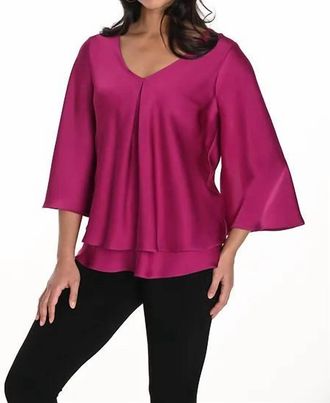 Frank Lyman Design Womens Pleat Front Top In Magenta