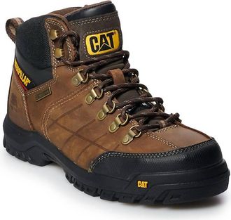 CAT Mens Threshold Waterproof Steel Toe Work Boots In Brown