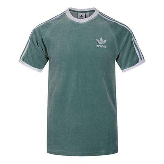 adidas originals Cozy Tee Casual Round Neck Loose Logo Stripe Short Sleeve Green DV1623