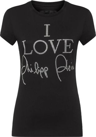 Philipp Plein T-Shirt Ronde Hals - Dames - T-shirts - Zwart - L - Katoen - Tops