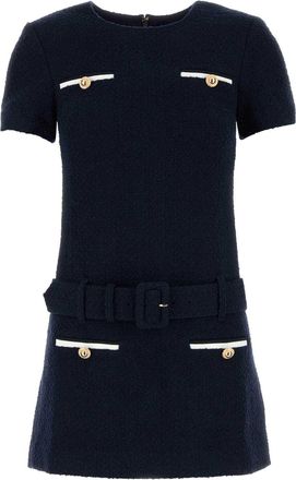 Self Portrait Navy Blue Boucle Mini Dress