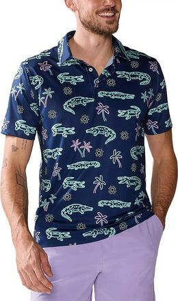 Chubbies The Neon Glade Performance Polo 2.0 Shirt Men Navy Graphic Print DSGL76