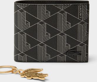 Lacoste Mens Geo print wallet and keychain set