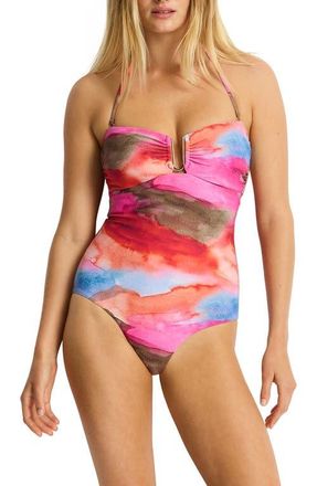 Sea Level Australia U-Bar Bandeau One-Piece Swimsuit in Pink at Nordstrom, Size 10 Us
