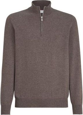 Brunello Cucinelli Cashmere sweater with half zip in Brown at Nordstrom, Size 48 It