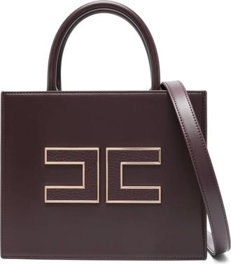 Elisabetta Franchi Borsa tote piccola con logo goffrato - Rosso