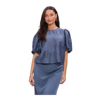 Moss Copenhagen Dames, Blouses & Shirts, Blauw, Maat: L Polyamide