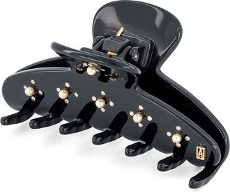 Alexandre de Paris Swarovski Faux Pearl & Crystal Claw Clip in Black at Nordstrom