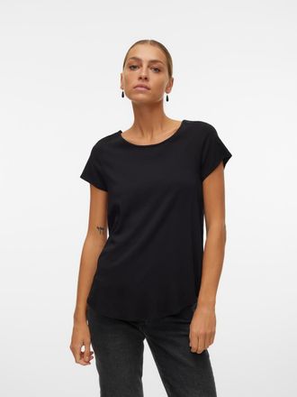 Vero Moda Blusenshirt VERO MODA VMBELLA SS TOP WVN GA NOOS, Damen, Gr. XXL, schwarz, Web, Obermaterial: 97% Viskose, 3% Elasthan, unifarben, regular fit h&uuml;ftbed
