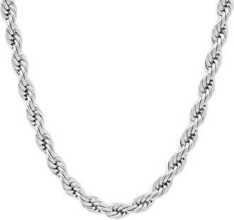 Steeltime Mens Rope Chain Necklace in Silver at Nordstrom Rack, Size 24