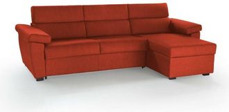 Dmora Dmora - Sof&aacute; Cama Con Pen&iacute;nsula Priverno, Sof&aacute; Esquinero Convertible Para Sal&oacute;n, Acolchado, Desenfundable, 100% Made In Italy, 285x160 H100 Cm, Naranj