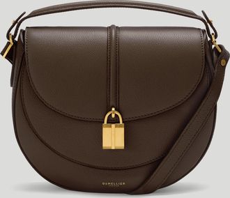DeMellier The Siena Saddle in Mocha Small Grain Leather Crossbody bag