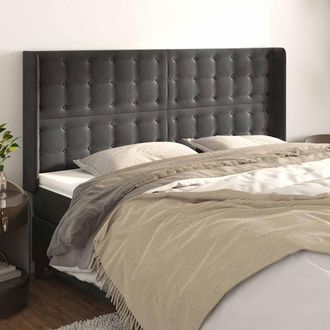 vidaXL Vidaxl Cabecero Con Orejas De Terciopelo Gris Oscuro 183x16x118/128 Cm