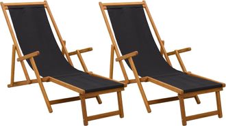 vidaXL Tumbona Plegable 2 Pcs 3 Posici&oacute;n Madera De Eucalipto Maciza Vidaxl