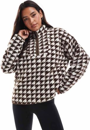 South Beach Felpa in pile borg marrone con zip corta