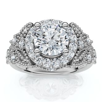 Pompeii3 1Ct Vintage Accent Halo Diamond Engagement Ring 14k Gold or Platinum Lab Grown