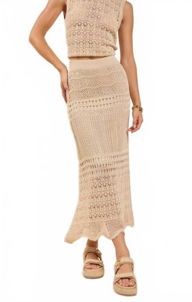 Sadie & Sage Dya Crochet Knit Midi Skirt In Cream