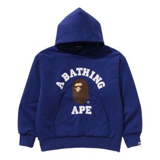 A Bathing Ape College Puffy Relaxed Fit Pullover Hoodie Blue 1K80-114-012-BLUE