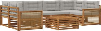 vidaXL Conjunto De Sof&aacute;s De Exterior 7 Uds. Natural Y Gris Claro Vidaxl