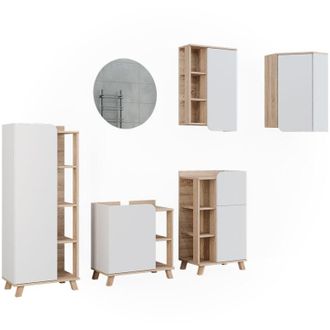 Vicco Set di mobili da bagno Karen, Sonoma, 5 parti