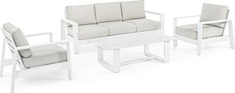 BIZZOTTO Salón de jardín blanco con sillones y mesa de centro en aluminio