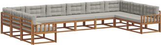 vidaXL Conjunto De Sof&aacute;s De Exterior 10 Uds. Gris Natural Y Claro Vidaxl
