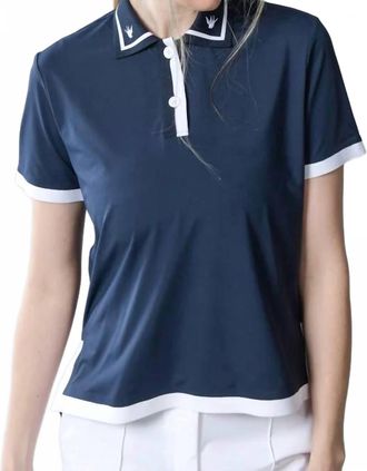 Tilley Boxy Lightweight Knit Polo In Navy/white