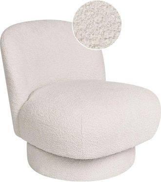 Beliani Poltrona girevole Boucle Upholstery Club Chair Schienale curvo Bianco Aylo