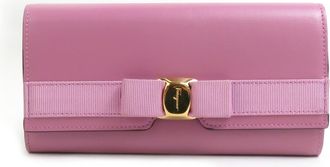 Ferragamo Leather Long Wallet (Tri-Fold) (Pre-Owned)