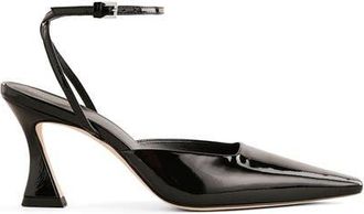 Reformation Natasha Ankle Strap Mesh Pump in Black Patent at Nordstrom, Size 10.5
